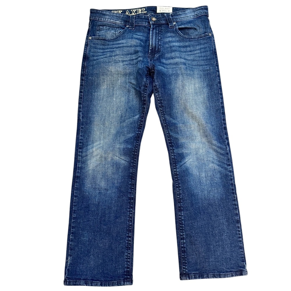 TK Axel Men's Slim Boot Jeans Dark Wash W34 L32 Cotton Spandex Blend